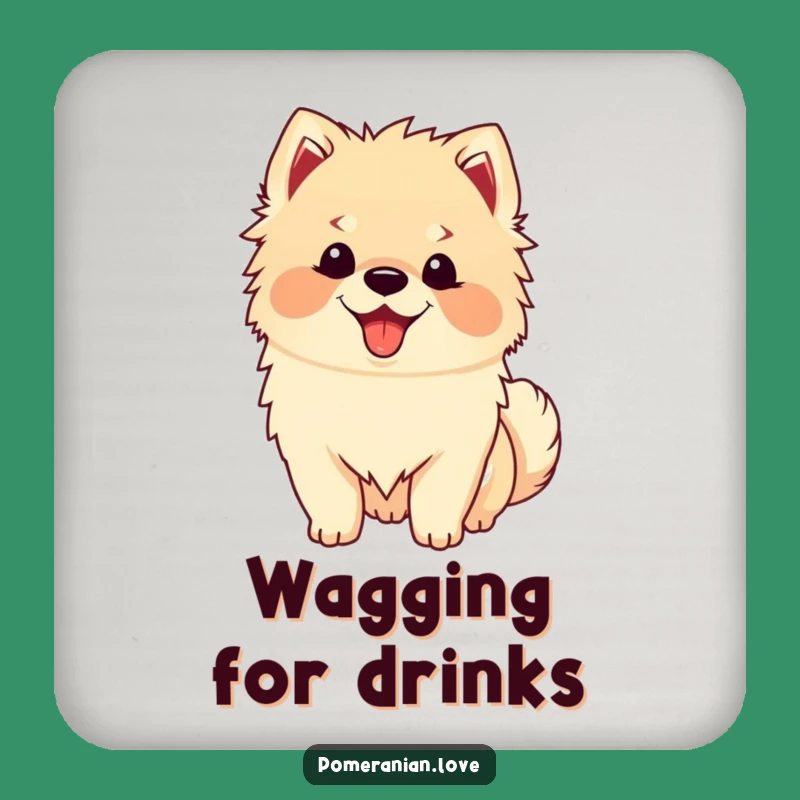Funny Happy Pomeranian Coasters: Protect Surfaces with Excited Tail Wagging Fun