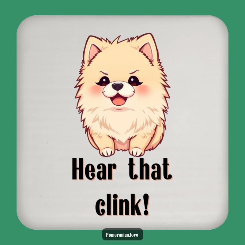 Funny Joyful Pomeranian Drink Coaster - Attentive Pup Protection Gift