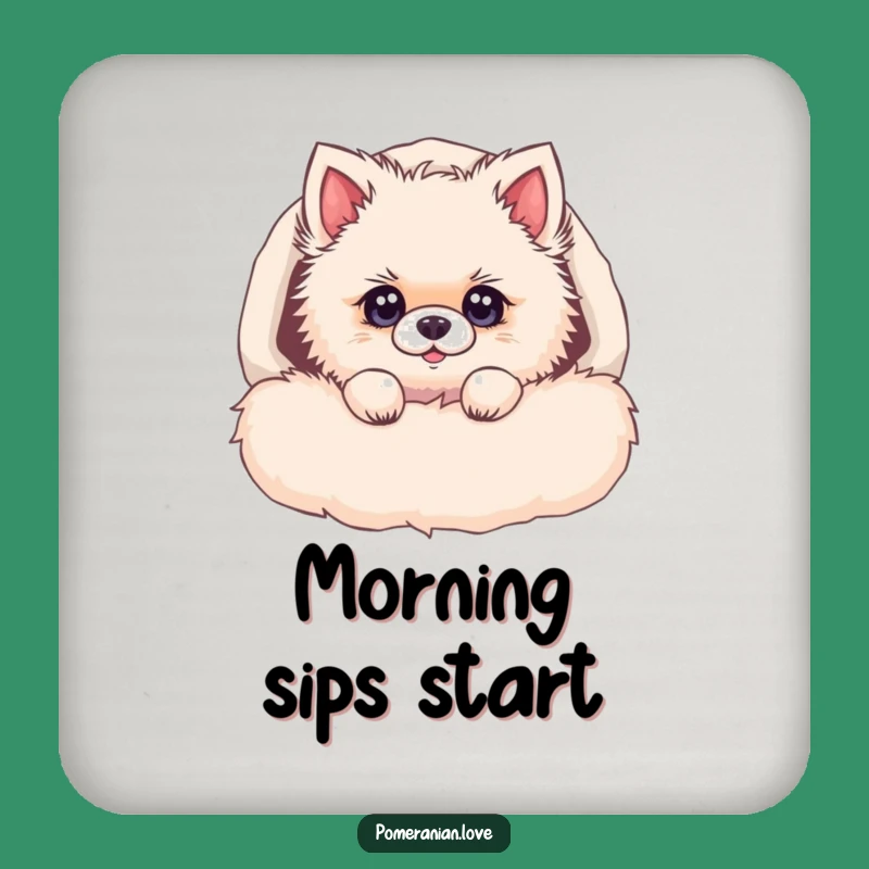 Funny Pomeranian Bed Coaster: Curious Pup Protects Surface, Party Fun