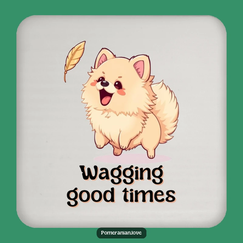 Funny Pomeranian Feather Coaster - Protect Surfaces Playfully