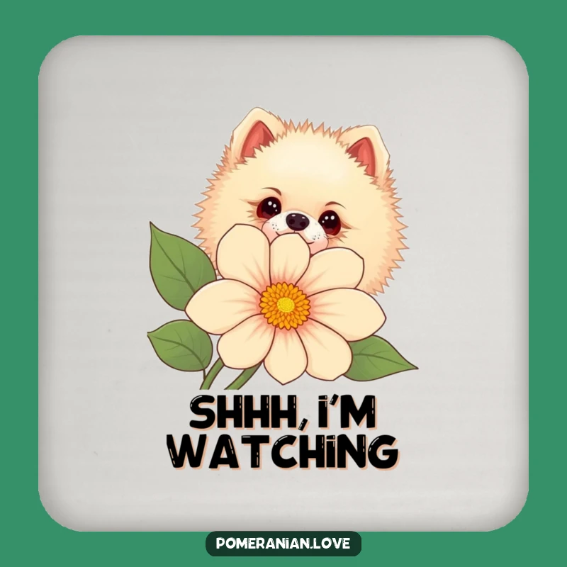 Funny Pomeranian Flower Coaster - Curious Peek, Protect Surfaces with Charm