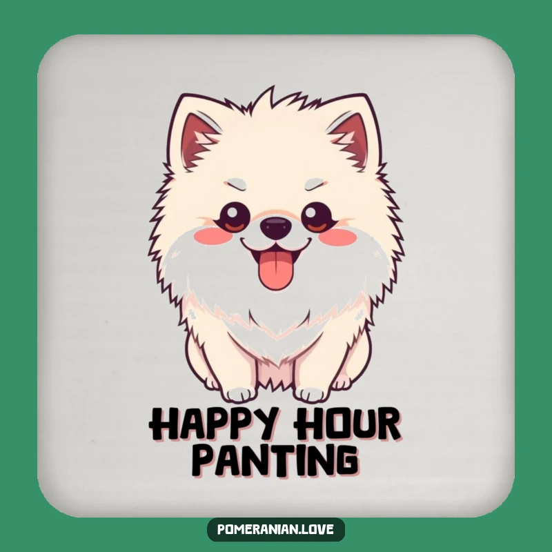 Funny Pomeranian Happy Pant Coaster: Protect Surfaces with This Cheerful Pup