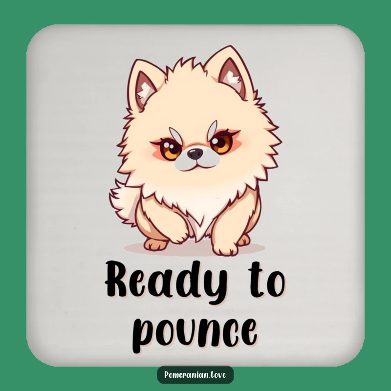 Funny Pomeranian Pounce Coasters - Protect Surfaces with Focus!