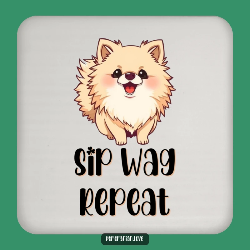 Funny Pomeranian Wagging Tail Coaster Set: Protect Surfaces with Pawsitivity