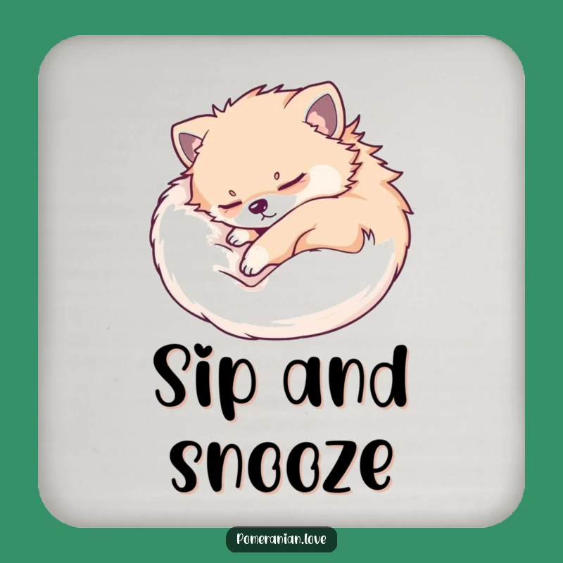 Funny Sleeping Pomeranian Coaster - Protect Surfaces with Peaceful Pup Charm!