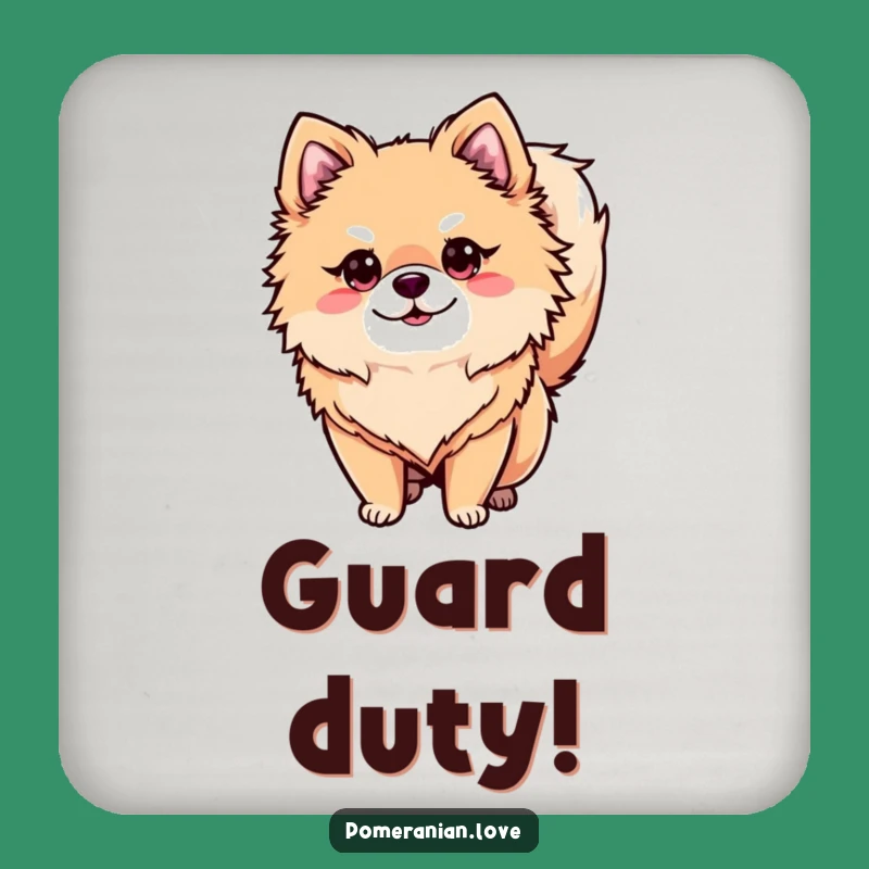 Funny Alert Pomeranian Coasters (Set of 4) - Watchful Dog Lover Gift