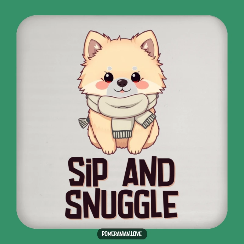 Funny Cozy Pomeranian Coaster - Scarfed Dog Table Protector - Gift