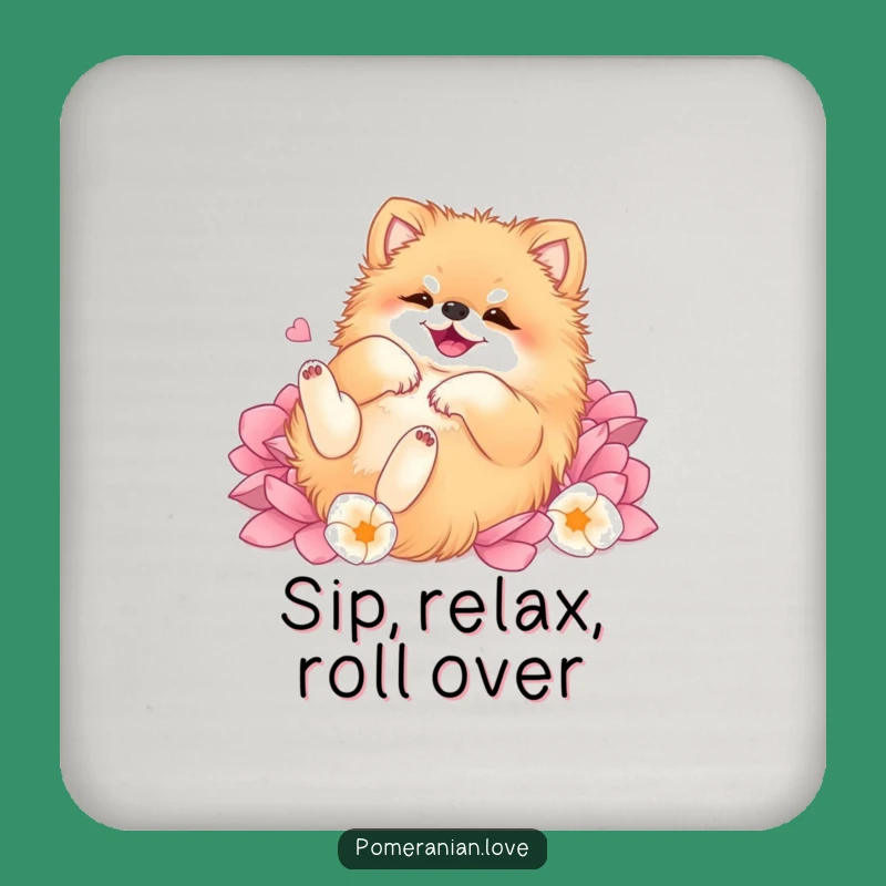 Funny Pomeranian Petal Protection Coaster - Hilarious Dog Gift
