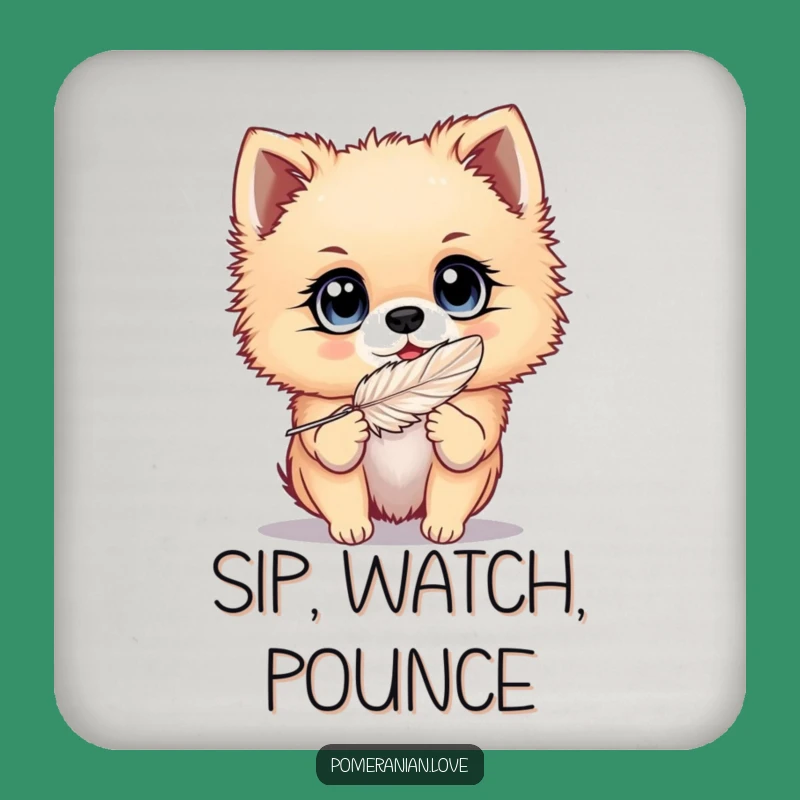 Funny Pomeranian Eyes Coaster Set: Protect Surfaces with Playful Charm