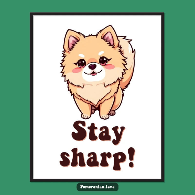 Funny Alert Pomeranian Poster - Vigilant Wall Art for Dog Lovers