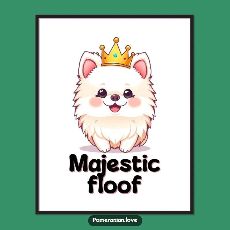 Funny Pomeranian Crown Poster - Royal Pet Art Hilarious Gift