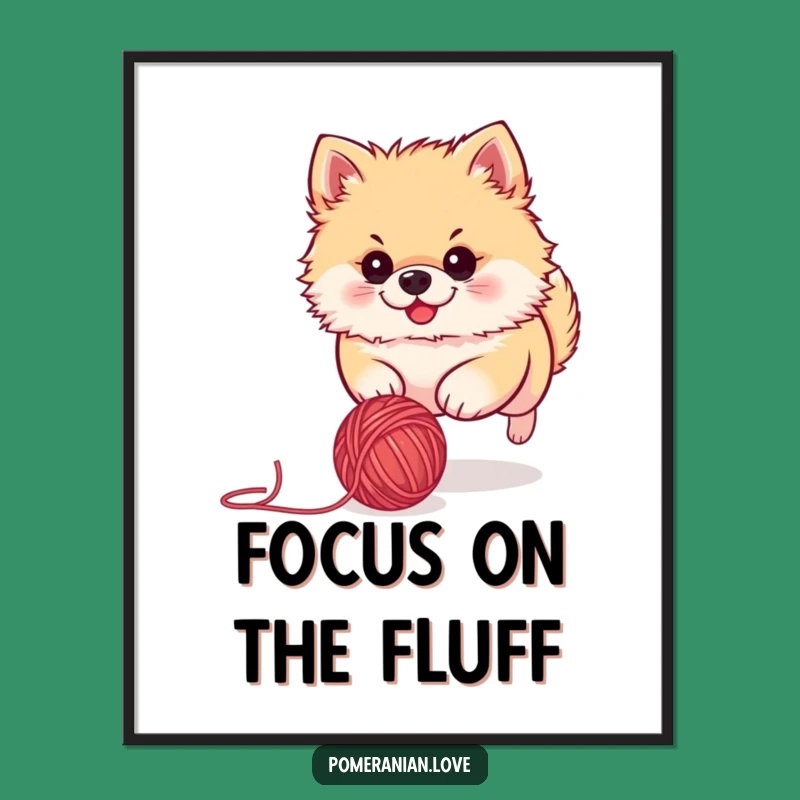 Funny Pomeranian Yarn Ball Poster - Whimsical & Hilarious Home Decor Art