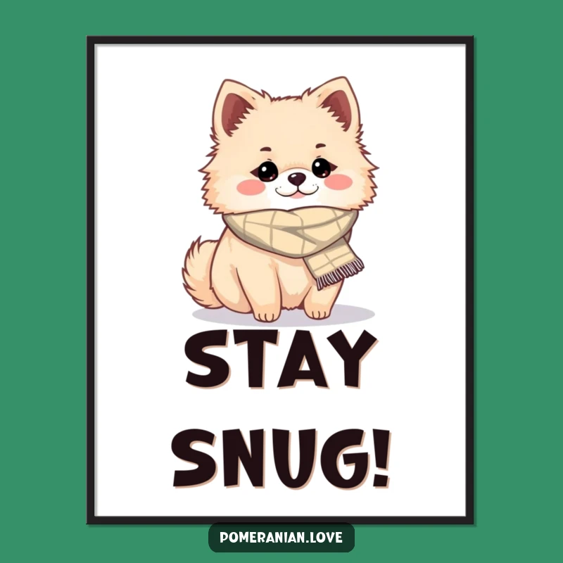 Funny Cozy Pomeranian Poster - Adorable Wall Art of Snuggly Dog