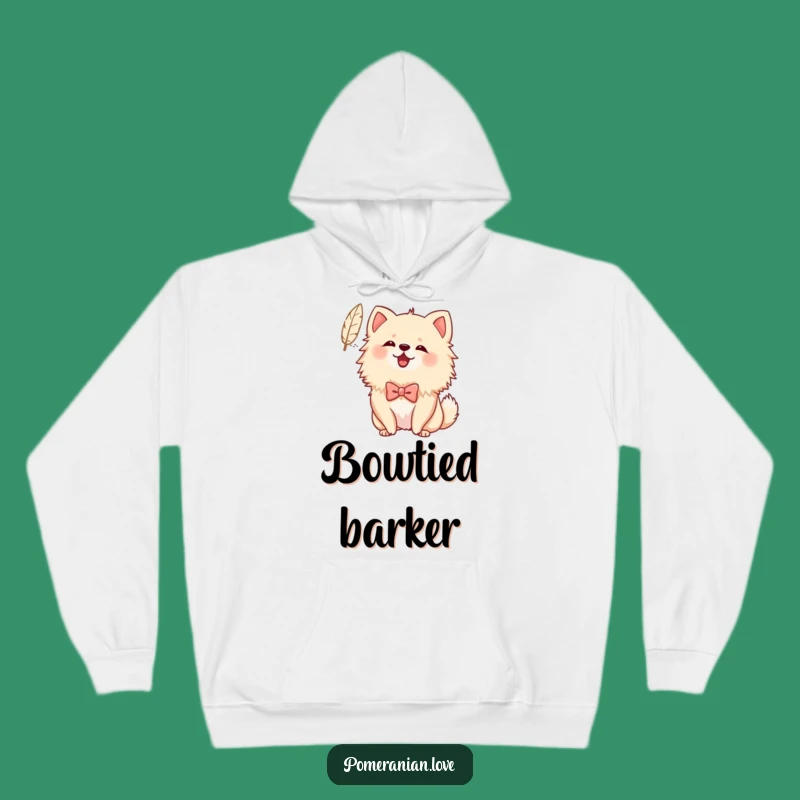 Funny Bowed Pomeranian Hoodie: Cozy Feather Barking Comfort for Whimsical Fun