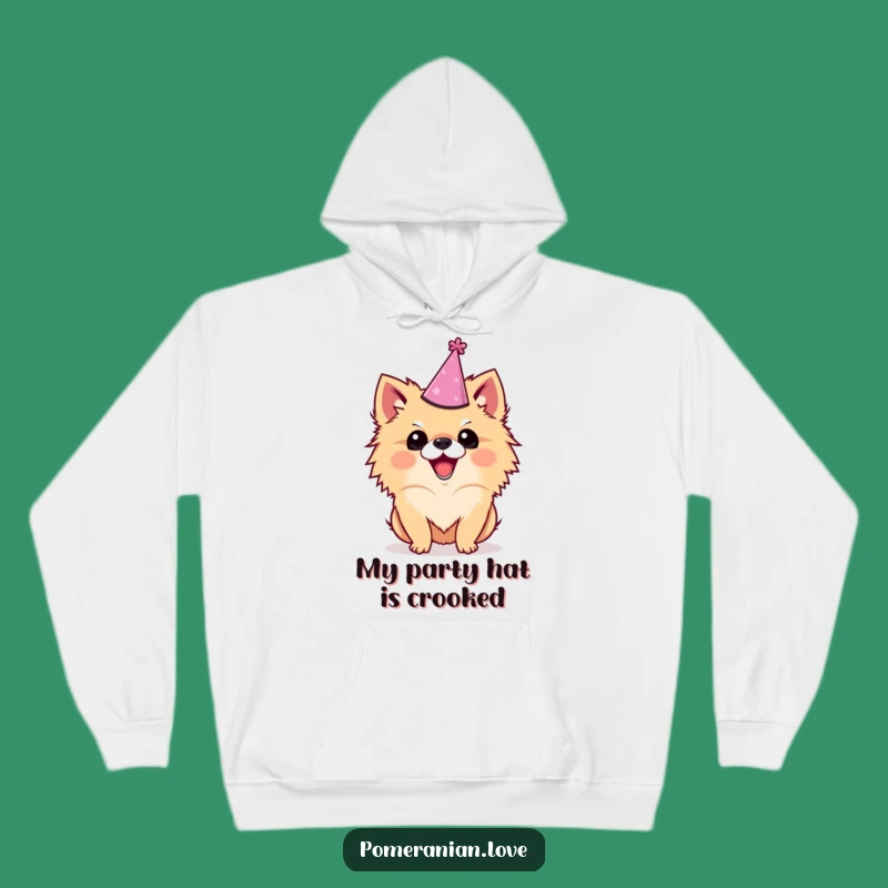 Cozy Funny Pomeranian Party Hat Hoodie: Warm and Hilarious Dog Gift!