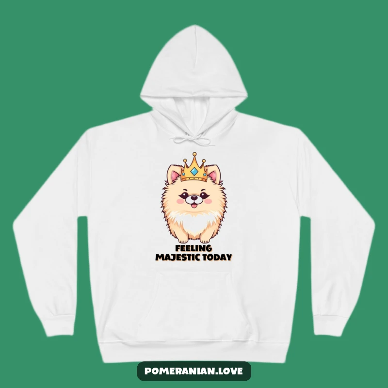 Funny Pomeranian Crown Hoodie: Cozy Regal Pup Gift, Warm & Humorous Dog Lover