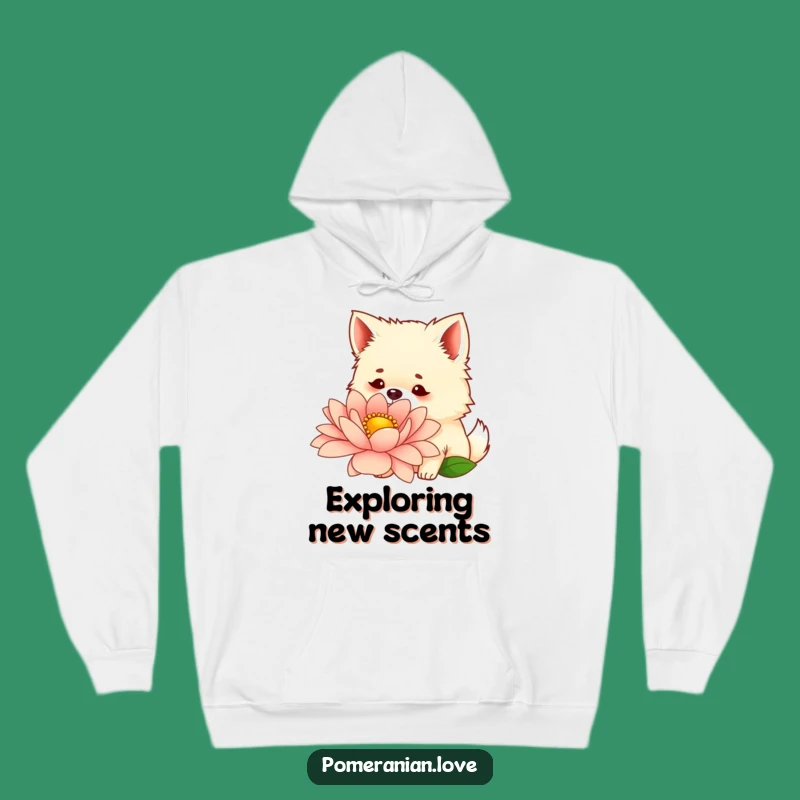 Funny Curious Pomeranian Flower Hoodie - Cozy Floral Adventure
