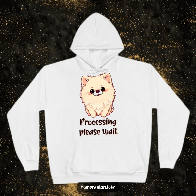 Funny Pomeranian Head Tilt Hoodie, warm sweatshirt with a curious dog, cute and funny dog apparel, great for cold weather.