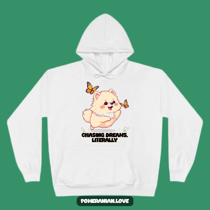 Funny Pomeranian Butterfly Hoodie: Cozy Up With This Hilarious Playful Pup Design!