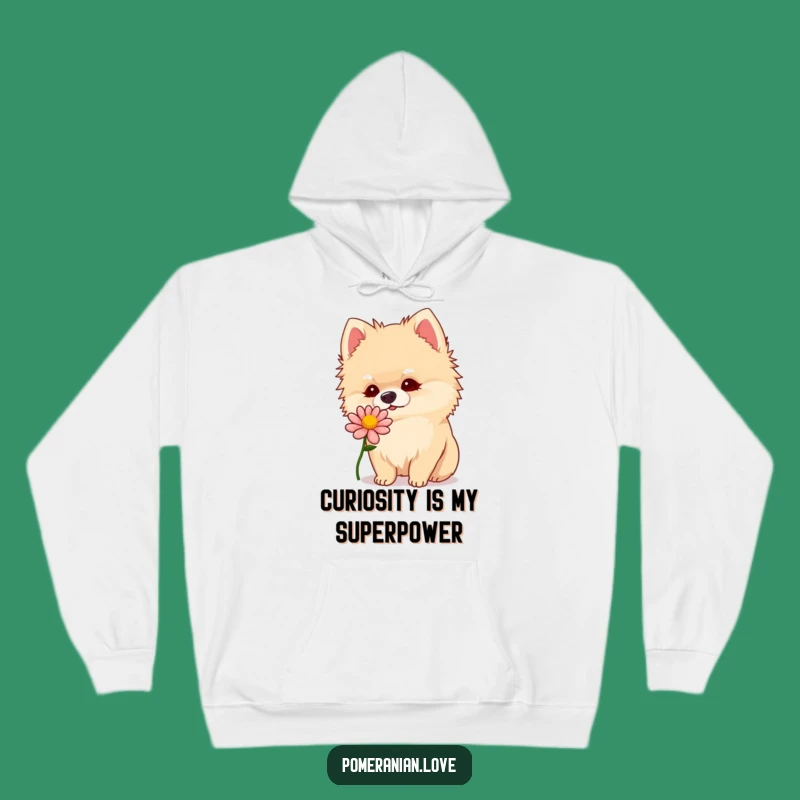 Funny Pomeranian Flower Sniff Hoodie: Cozy Curious Dog Sweatshirt, Great Funny Gift Idea