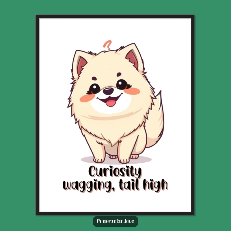 Free Printable Wall Art: Grinning Pomeranian, Question Mark Tail, Funny Dog Decor