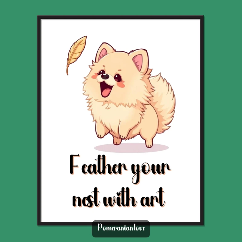 Free Printable Pomeranian Wall Art: Feather Chase Downloadable Art Gift