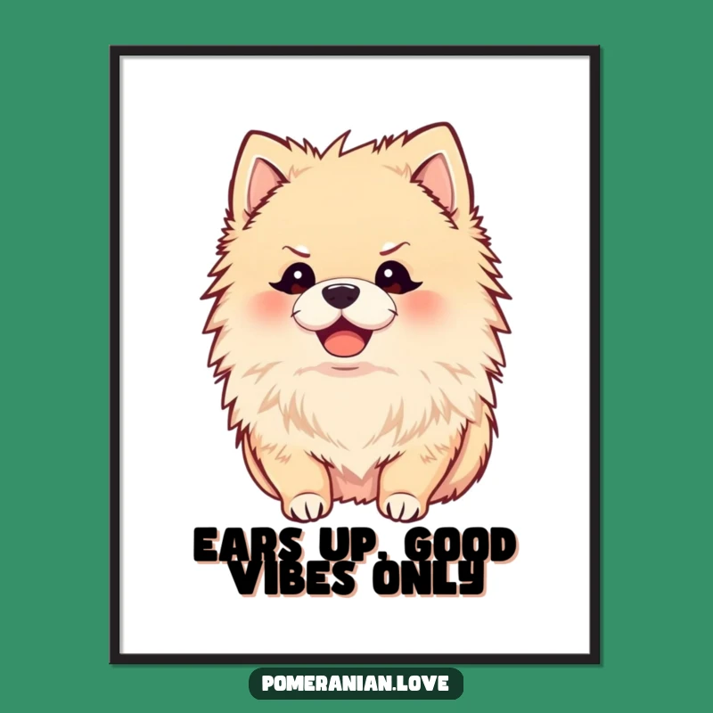 Free Printable Pomeranian Wall Art - Eager Listener, Attentive Downloadable Decor
