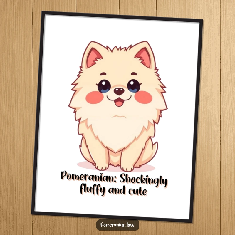 Funny Free Printable Pomeranian Wall Art: A happy Pomeranian with a comically surprised expression, adding humor to your walls.