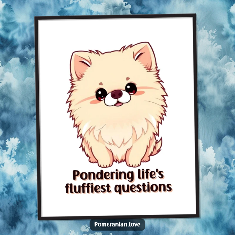 Funny Free Printable Wall Art: Curious Pomeranian tilting head, adding a touch of playful humor and charm.
