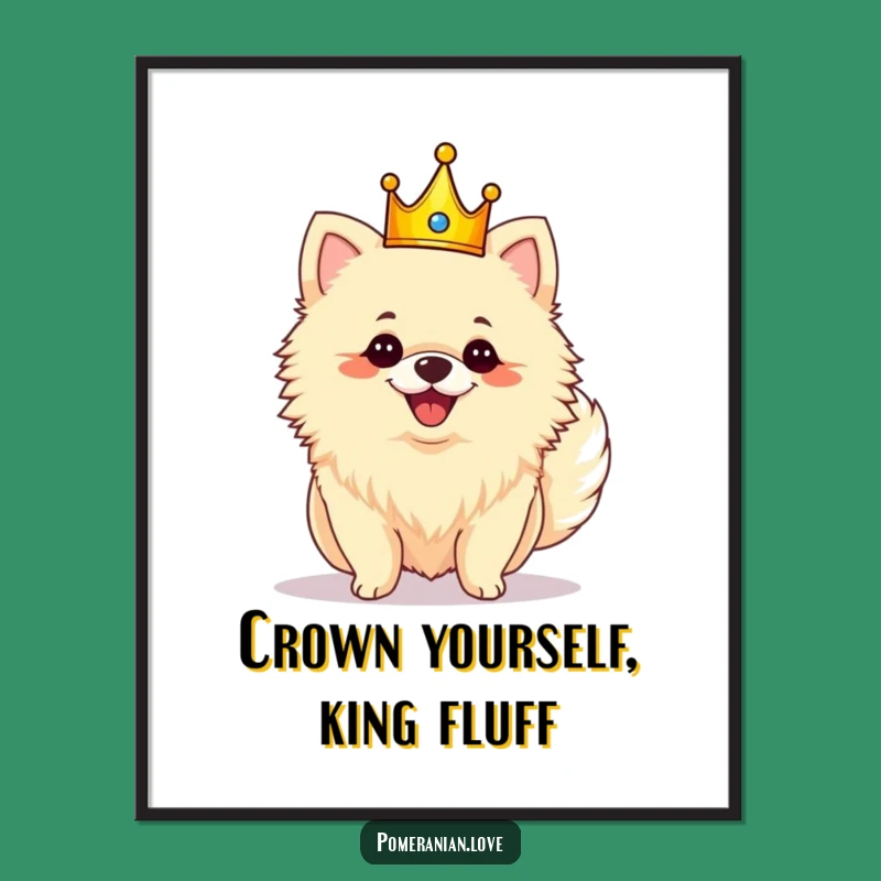 Free Printable Pomeranian Wall Art: Royal Crown Dog Tail Wag Decor