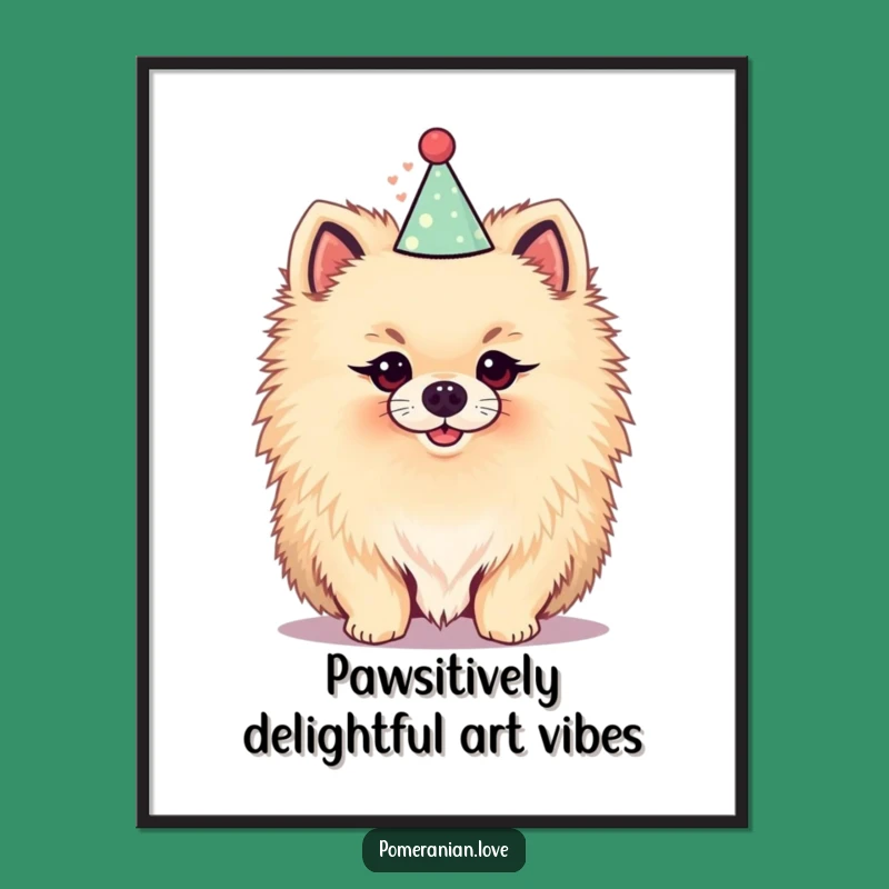 Free Printable Pomeranian Wall Art: Perky Party Pup Downloadable Art Gift