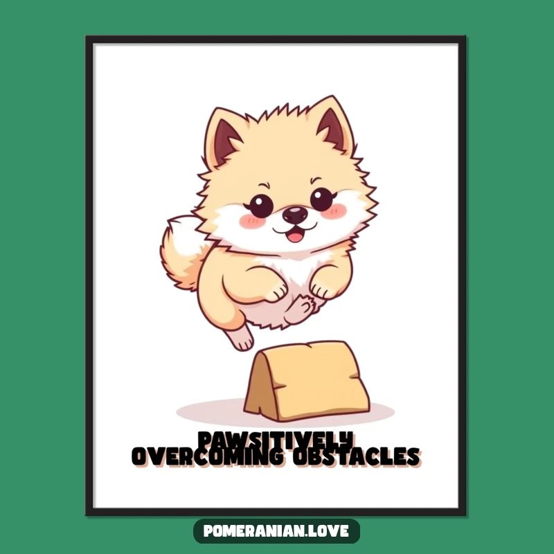 Funny Free Printable Pomeranian Wall Art - Leaping Pup Downloadable Decor