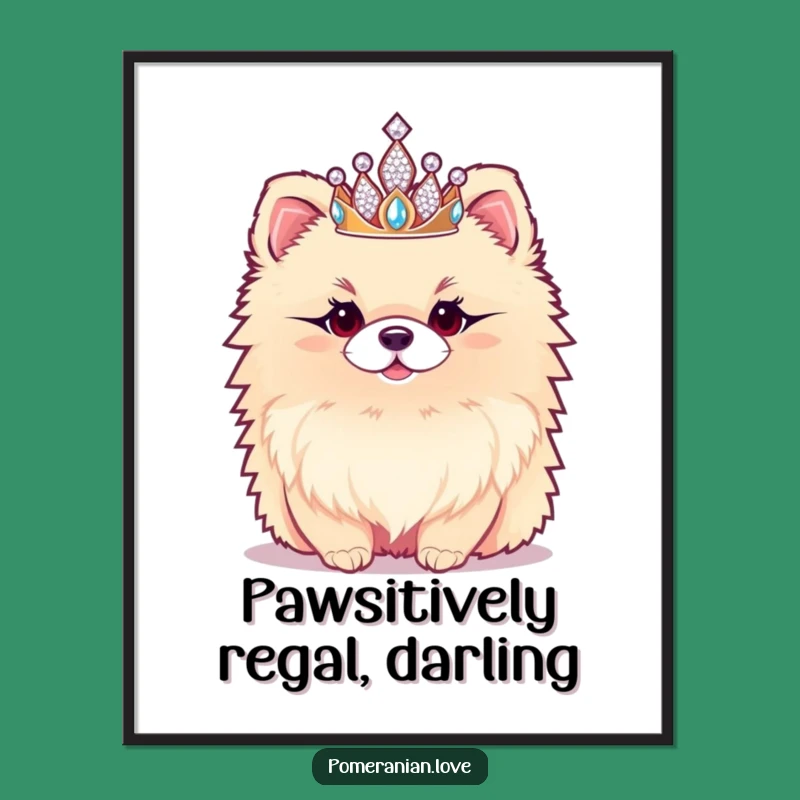Free Printable Regal Pomeranian Wall Art - Funny Sparkly Tiara Dog Decor