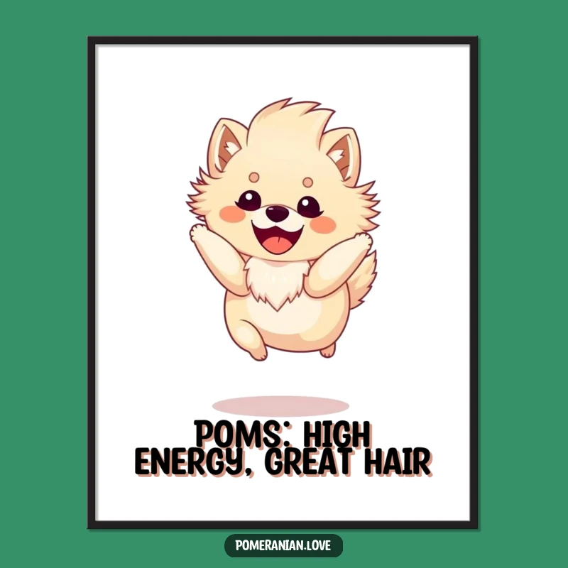 Free Printable Jumping Pomeranian Wall Art - Funny Downloadable Decor for Active Spaces