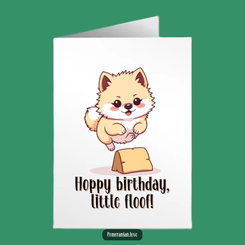 Funny Free Printable Pomeranian Birthday Card - Leaping Pup Downloadable Gift