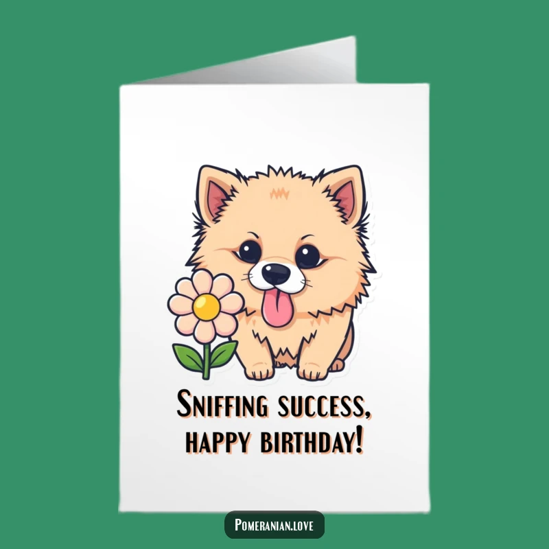 Free Printable Birthday Card: Curious Pomeranian Dog, Funny Downloadable Gift for Dog Lovers