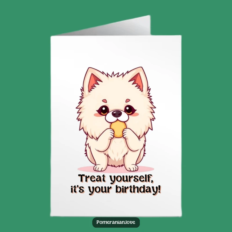 Treat-Ready Pomeranian Free Printable Birthday Card: Funny Downloadable Gift!