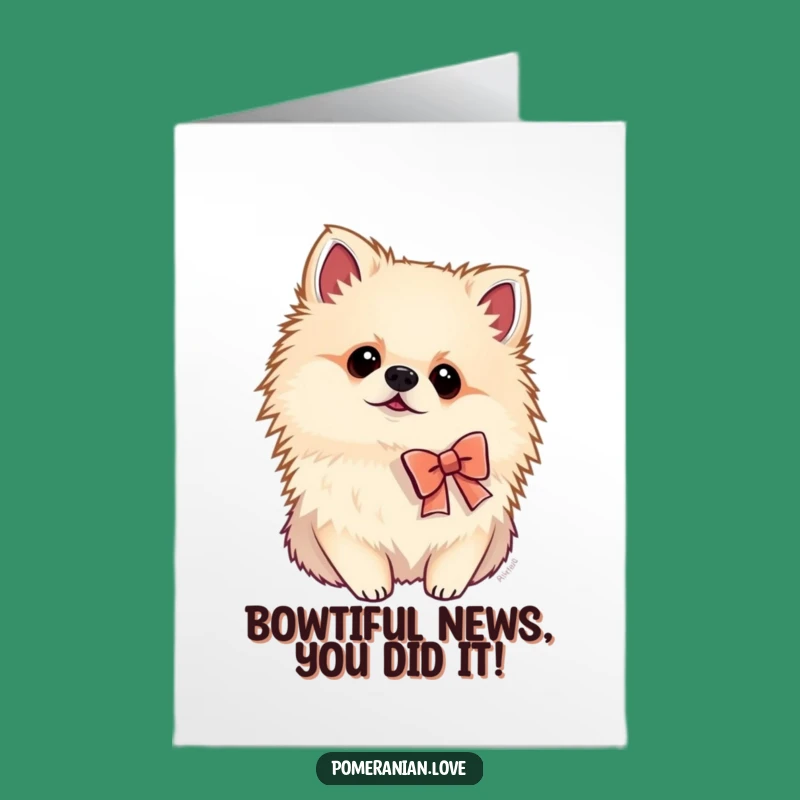 Free Printable Congrats Card: Puzzled Pomeranian Bow Tie Funny Downloadable Gift