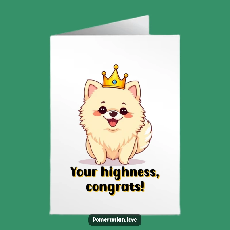 Free Printable Pomeranian Congrats Card: Crowned Dog Tail Wag Funny Download