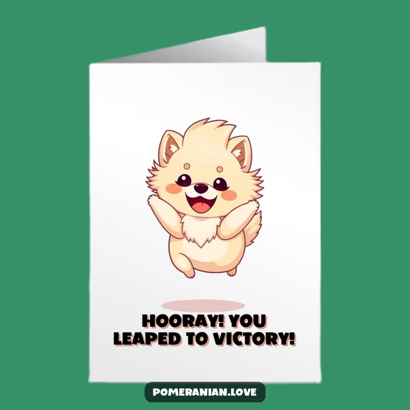 Free Printable Jumping Pomeranian Congrats Card - Humorous Downloadable Greeting for Achievers