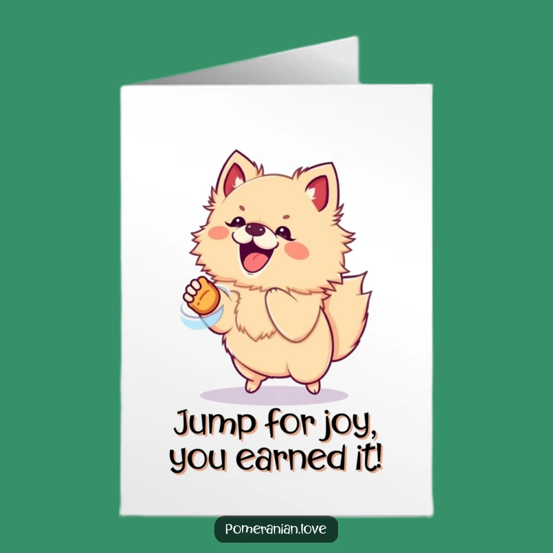 Jumping Pom Congrats Card Free Printable: Treat Celebration Downloadable
