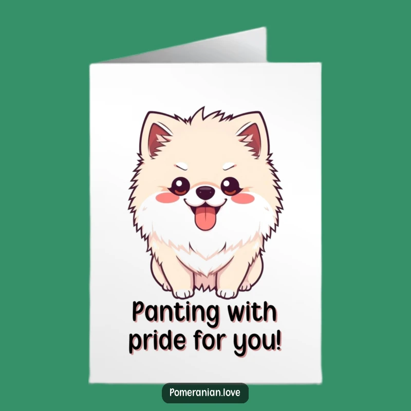 Free Printable Congrats Card: Happy Pomeranian, Tongue Out Celebration, Downloadable Joy