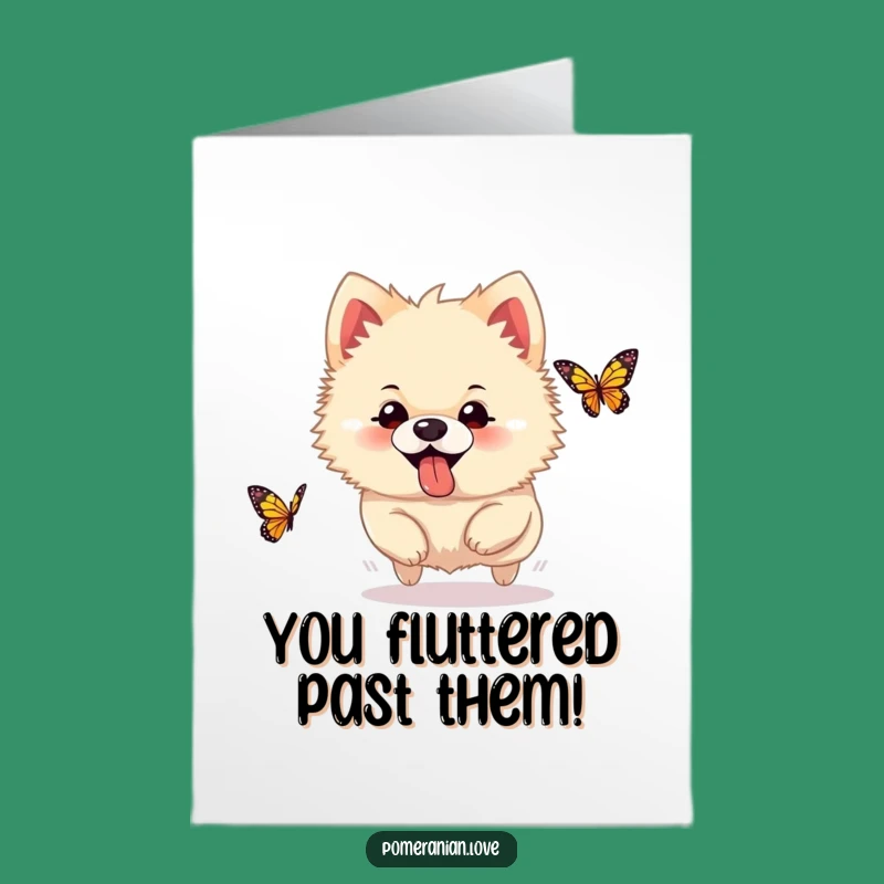 Free Printable Pomeranian Congrats Card: Silly Pup Tongue Out for Cheers