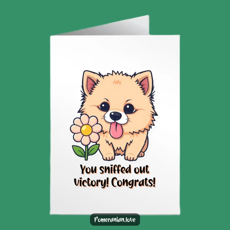 Free Printable Congrats Card: Curious Pomeranian Dog, Funny Downloadable Surprise for Any Occasion
