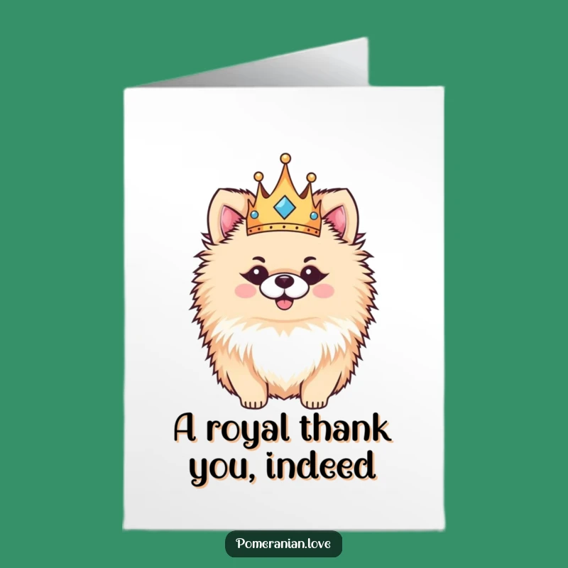 Free Printable Pomeranian Thank You Card: Regal Pup Crown for Heartfelt Thanks