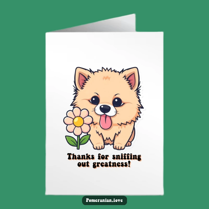 Free Printable Thank You Card: Curious Pomeranian Dog, Funny Downloadable Gift to Show Appreciation
