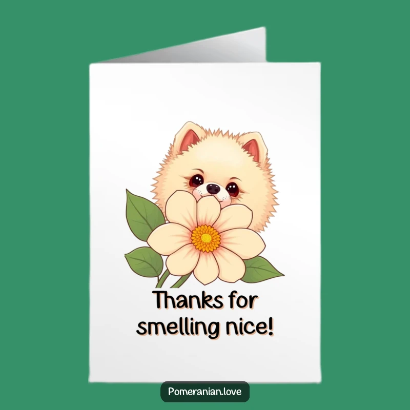 Free Printable Thank You Card: Curious Pomeranian Peeks Thanks - Downloadable Sweetness