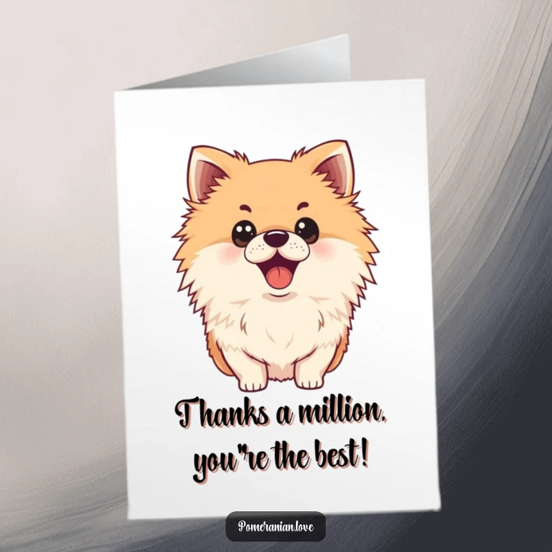 Funny Free Printable Thank You Card featuring a super surprised Pomeranian dog, looking utterly astonished.