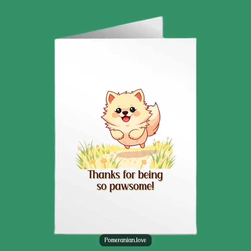Free Printable Thank You Card: Bouncing Pomeranian's Gratitude! Your Downloadable Gift.