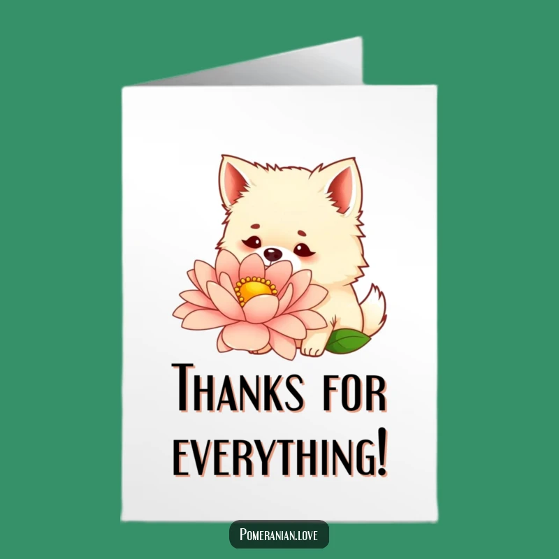 Thank You Free Printable Card: Curious Pomeranian Flower Sniffer, DIY Gift